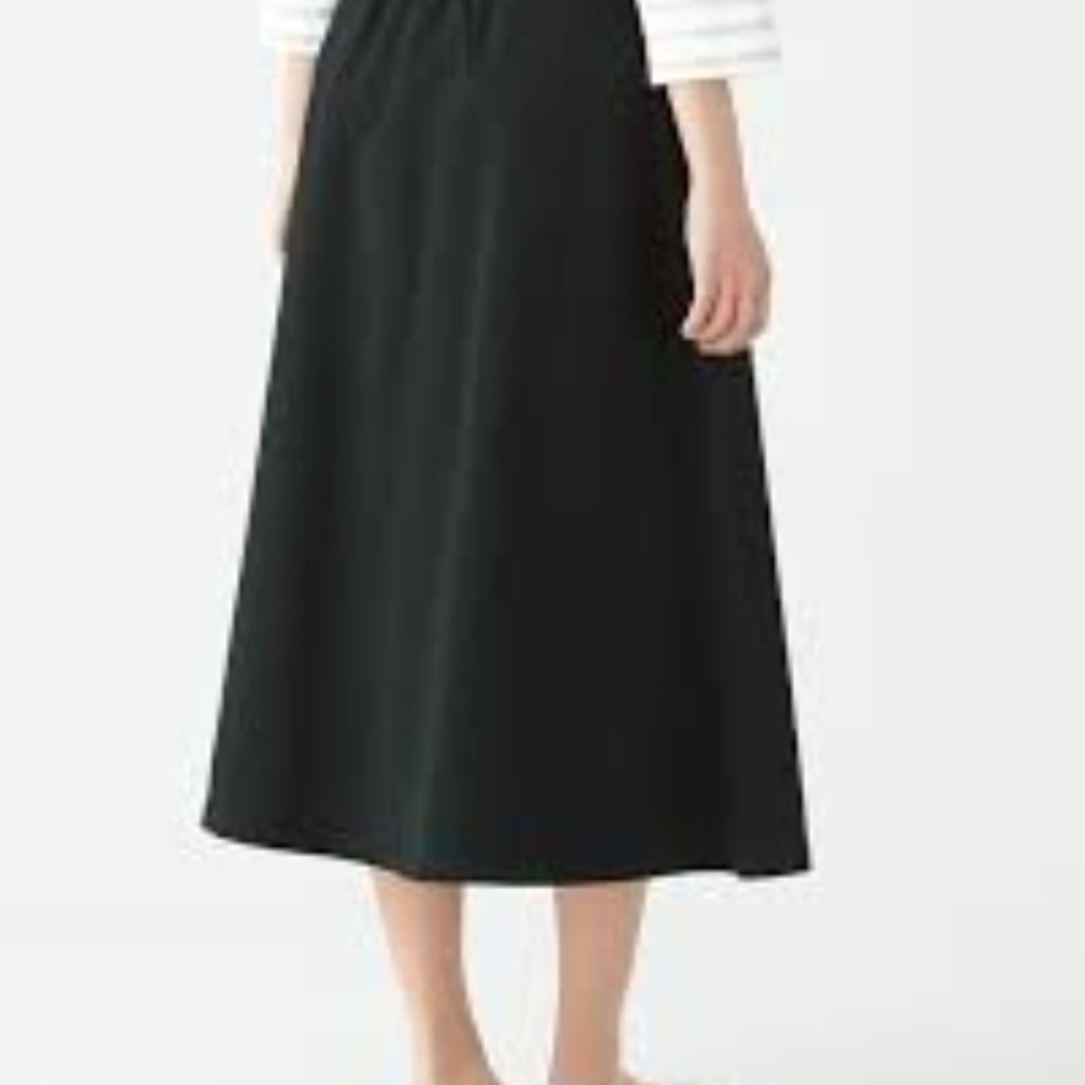 Muji Black Women Cotton A Line Skirt in M